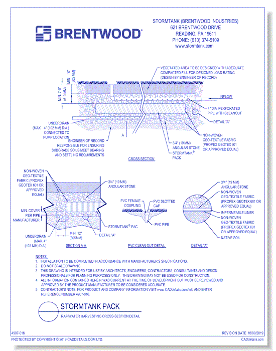 StormTank Pack: Rainwater Harvesting Cross-Section Detail