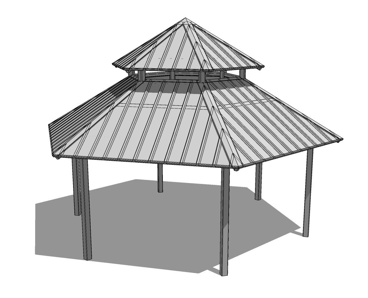 Steel Structure: Oxford Clerestory – Two Tiered Hexagonal Gazebo, Hip Roof