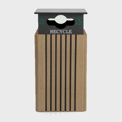 CAD Drawings Polly Products 40 Gallon Recycle Receptacle w/ Recycle RainCap (ASM-R40C-RE)