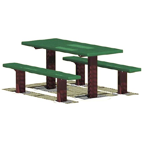View APT Series: Multi Pedestal Rectangular Table w/ D-Type Thermo-plastic Coated Expanded Steel Top & Seats ( AI-1775 )
