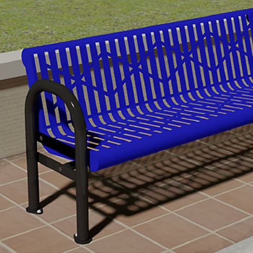 View Riverview Series: Surface Mount Contour Bench w/ Thermo-Plastic Coated Cut Steel Plate Seat