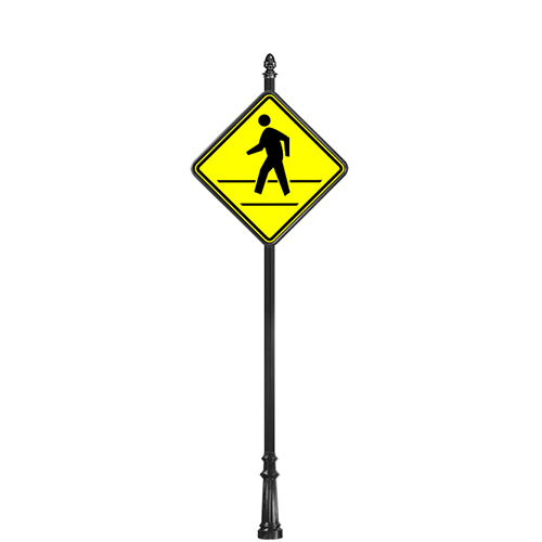 CAD Drawings Brandon Industries Complete 30" Diamond Pedestrian Crossing Sign with SB-64 Base