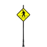 View Complete 30" Diamond Pedestrian Crossing Sign with SB-33 Base