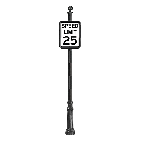 CAD Drawings Brandon Industries Complete 18" x 24" Speed Limit Sign with SB-33 Base