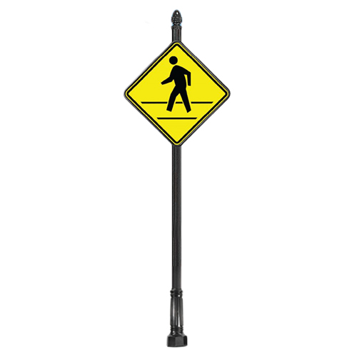 CAD Drawings Brandon Industries Complete 30" Diamond Pedestrian Crossing Sign with 2PC4 Base