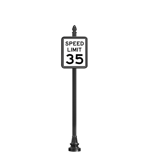 CAD Drawings Brandon Industries Complete 24" x 30" Speed Limit Sign with SB-93 Base