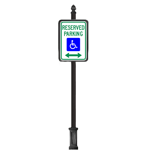 CAD Drawings Brandon Industries Complete 12" x 18" Reserved Parking Sign with 2PCQ-4 Base