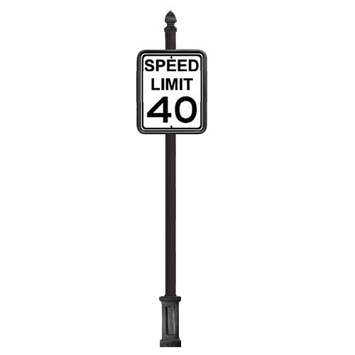 CAD Drawings Brandon Industries Complete 24" x 30" Speed Limit Sign with 2PCQ-4 Base