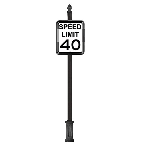 View Complete 24" x 30" Speed Limit Sign with 2PCQ-4 Base