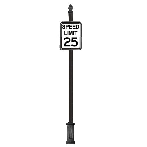 CAD Drawings Brandon Industries Complete 18" x 24" Speed Limit Sign with 2PCQ-4 Base