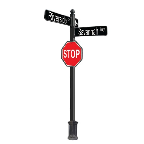 View Complete Combo Street/Stop Sign with 2PCQ-4 Base