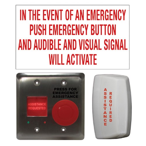 View Emergency Call System Kit: Maintained 'Press For Assistance' Push Button with Double Gang Switch/ Annunciator Combo (CX-WEC10K2)