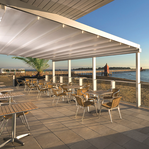 CAD Drawings Sunair Awnings & Solar Screens Mito Pergola® Retractable Fabric Roofs For Residences, Restaurants & Hotels