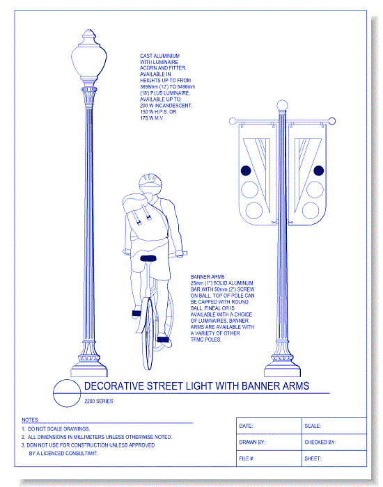 Decorative Street Light w / Banner Arms