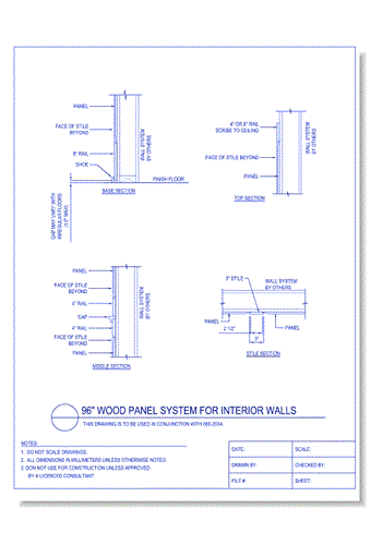 96 Inch Wood (2) Panel System for Interior Walls