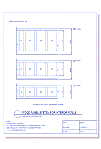 Wood Panel System For Interior Walls - Single Row Configurations