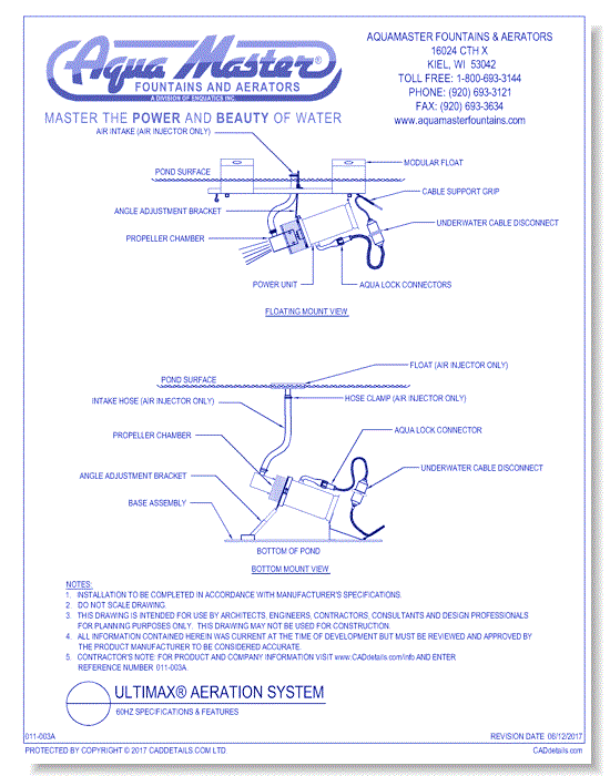 Ultimax® Aeration System 60Hz Specifications & Features