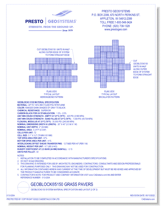 Geoblock5150 System Material Specification and Layout (2 of 2)