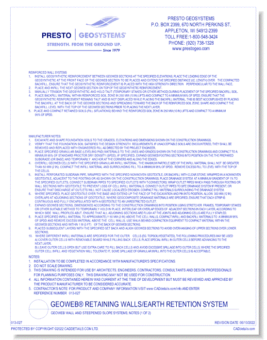 Geoweb Wall and Steepened Slope Systems Notes (1 of 2)