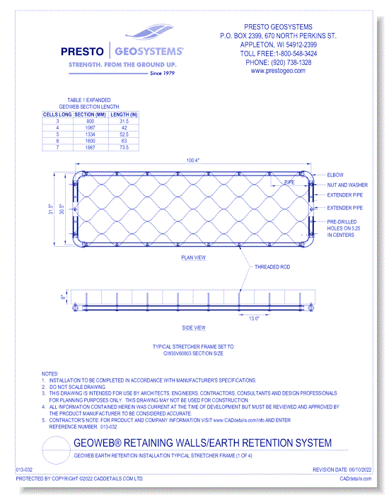 Geoweb Earth Retention installation Typical Stretcher Frame (1 of 4)