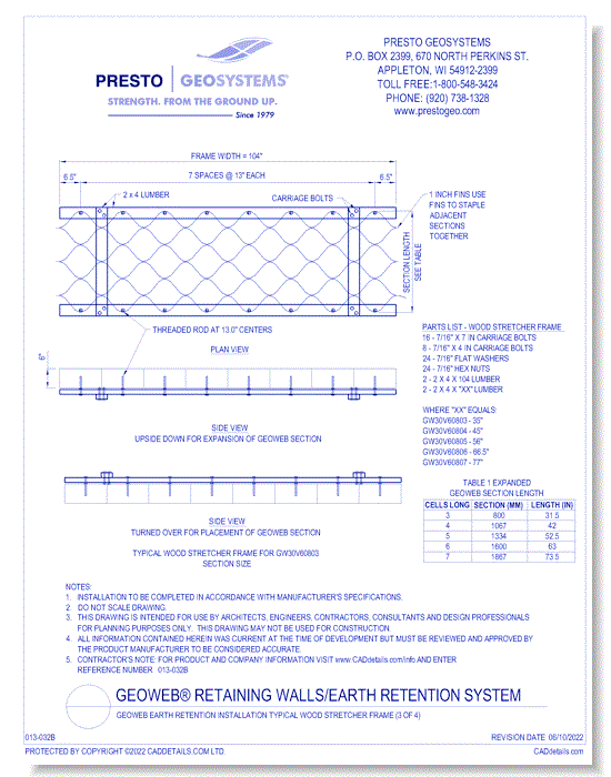 Geoweb Earth Retention Installation Typical Wood Stretcher Frame (3 of 4)