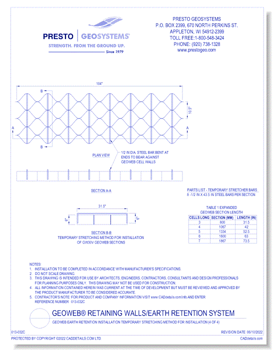 Geoweb Earth Retention Installation Temporary Stretching Method for Installation (4 of 4)