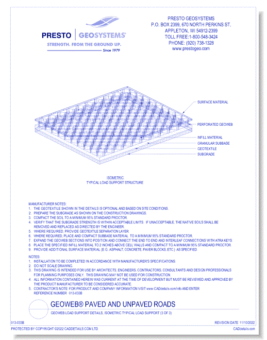 Geoweb Load Support Details, Isometric Typical Load Support (3 of 3)