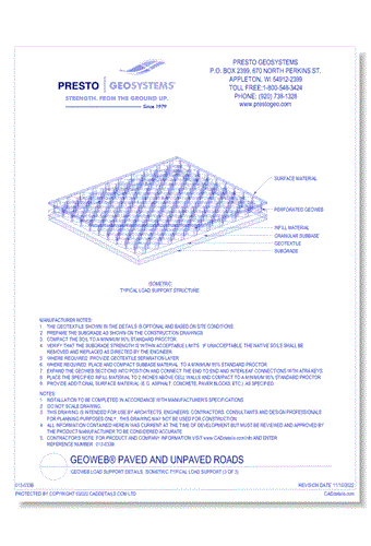 Geoweb Load Support Details, Isometric Typical Load Support (3 of 3)