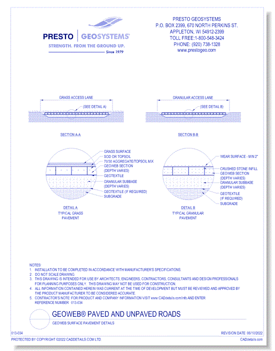 Geoweb Surface Pavement Details