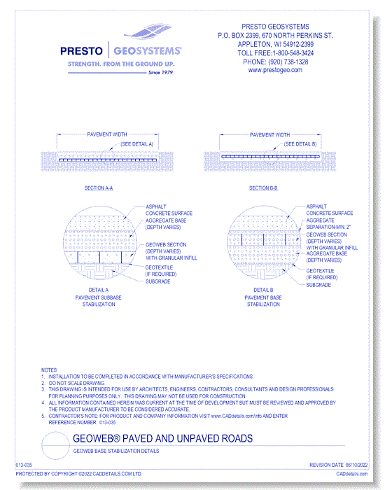 Geoweb Base Stabilization Details