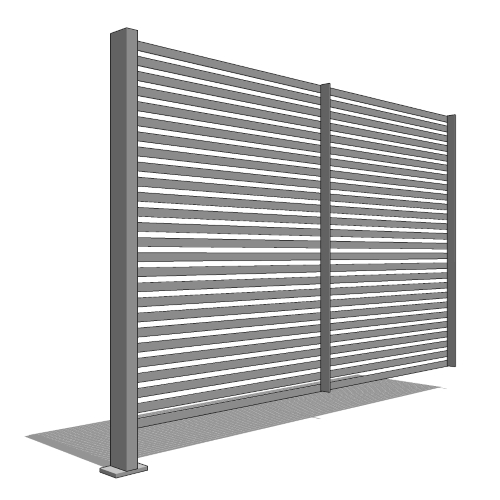 LINE Panel With One Post, 4ft High, 1'' Horizontal Slat Panel