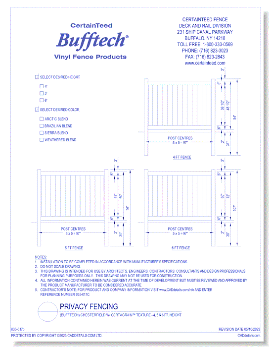 Bufftech: Chesterfield With CertaGrain® Texture (4, 5 & 6 Ft. Height)