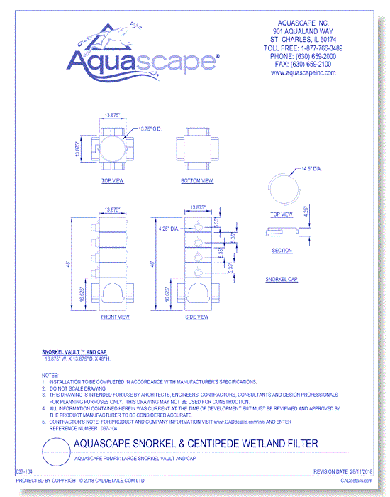 Aquascape Pumps: Large Snorkel Vault and Cap