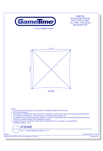 QRI111 - Square Umbrella Shade 14’ x 14’ x 8"