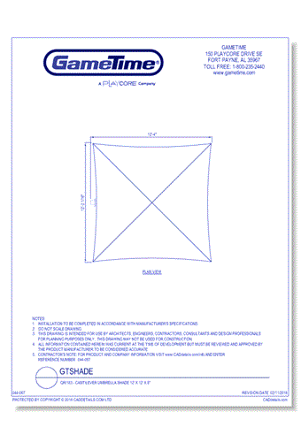 QRI183 – Cantilever Umbrella Shade 12’ x 12’ x 8"