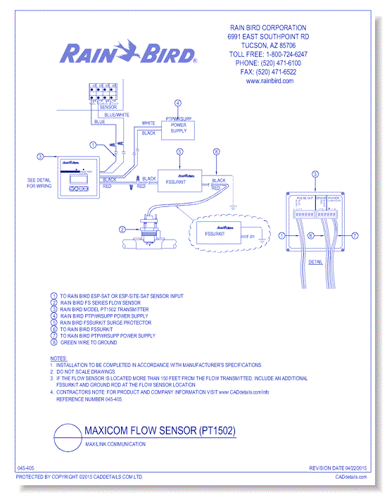 Flow Sensor Wiring, PT1502 Pulse Transmitter, Link Secondary Communication