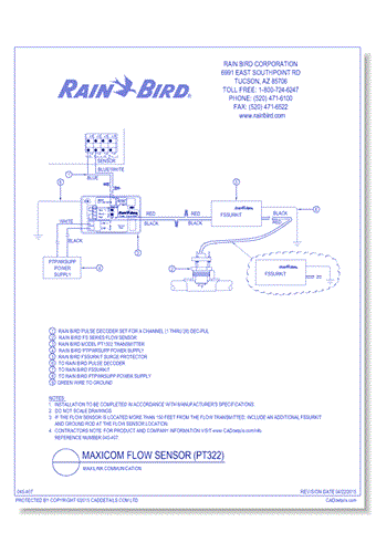 Flow Sensor Wiring, PT322 Pulse Transmitter, Link Secondary Communication