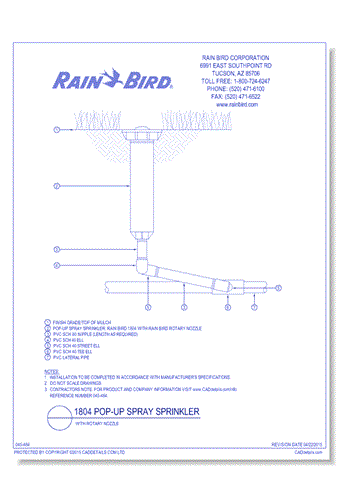 Rotary Nozzle on Rain Bird 1804 pop-up spray sprinkler with swing joint