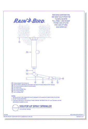 Rotary Nozzle on Rain Bird 1806 pop-up spray sprinkler with swing joint