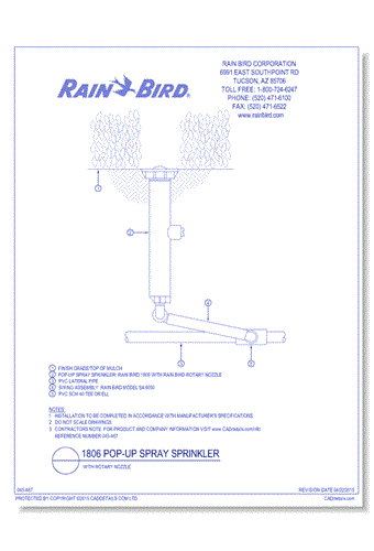 Rotary Nozzle on Rain Bird 1806 pop-up spray sprinkler with swing pipe