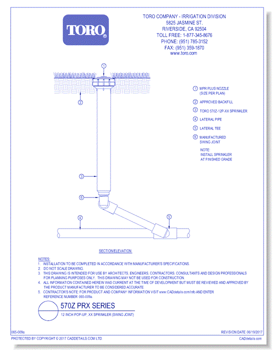 570Z PRX Series 12 Inch Pop-Up, XX Sprinkler (Swing Joint)