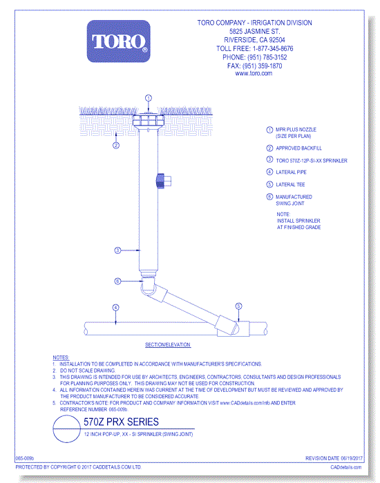 570Z PRX Series 12 Inch Pop-Up, XX-SI Sprinkler (Swing Joint)