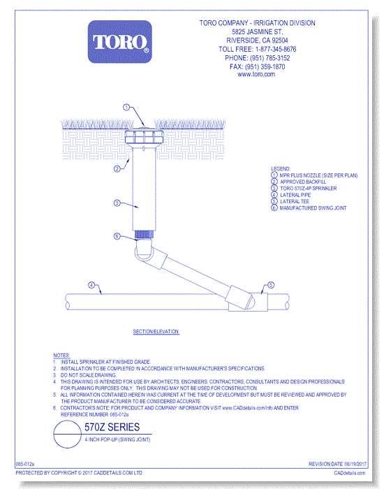 570Z Series 4 Inch Pop-Up (Swing Joint)