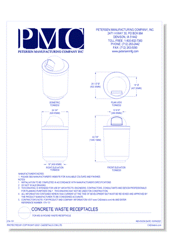 TCR-MD-30 Round Waste Receptacle