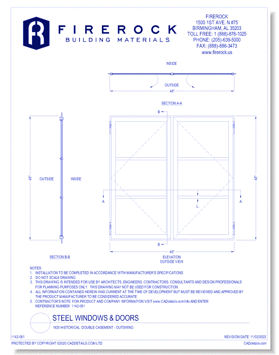 W20 Historical: Double Casement - Outswing