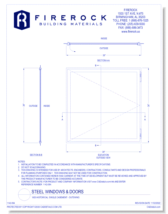 W20 Historical: Single Casement - Outswing