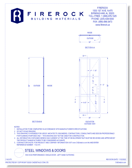 W40 High Performance: Single Door - Left Hand Outswing