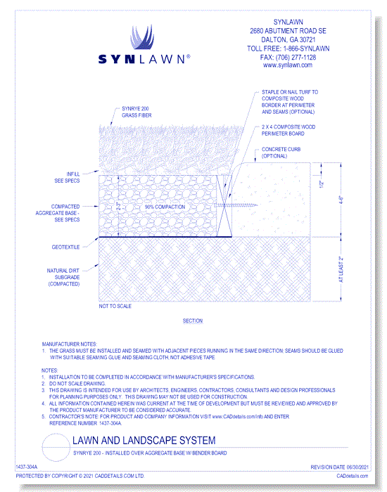 SYNRye 200 - Installed Over Aggregate Base w/ Bender Board
