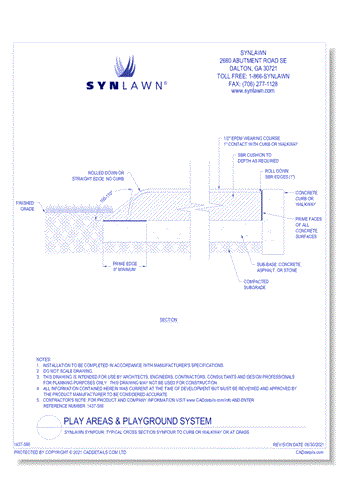 SYNLawn SYNPour: Typical Cross Section SYNPour to Curb or Walkway or At Grass