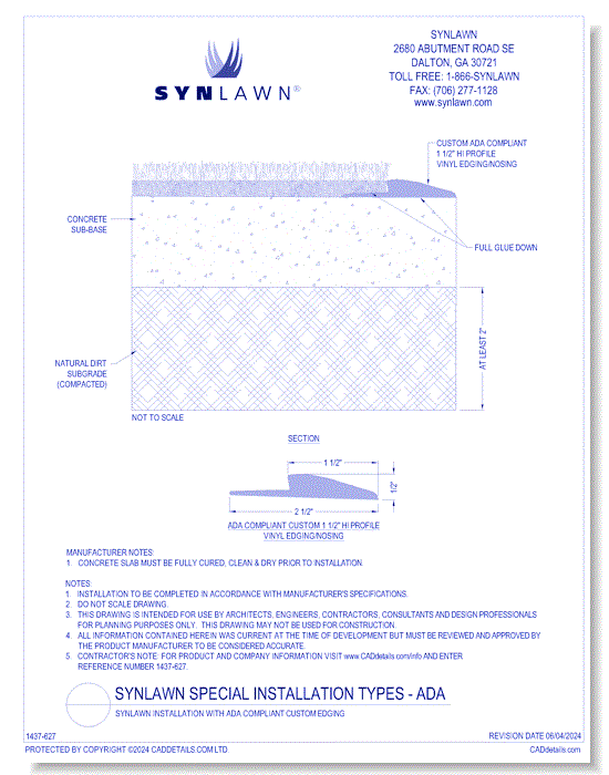 SYNLawn Special Installation Types - ADA: Synlawn Installation with ADA Custom Edging